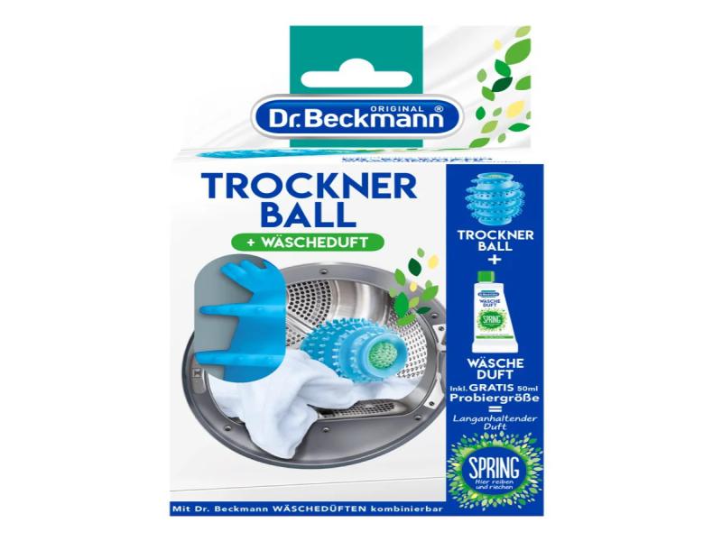 Dr. Beckmann Trocknerball | Für frische und kuschelig-weiche Wäsche | Mit  Wäscheduft befüllbar | Verkürzt die Trockenzeit | inkl. Gratis-Probe Spring