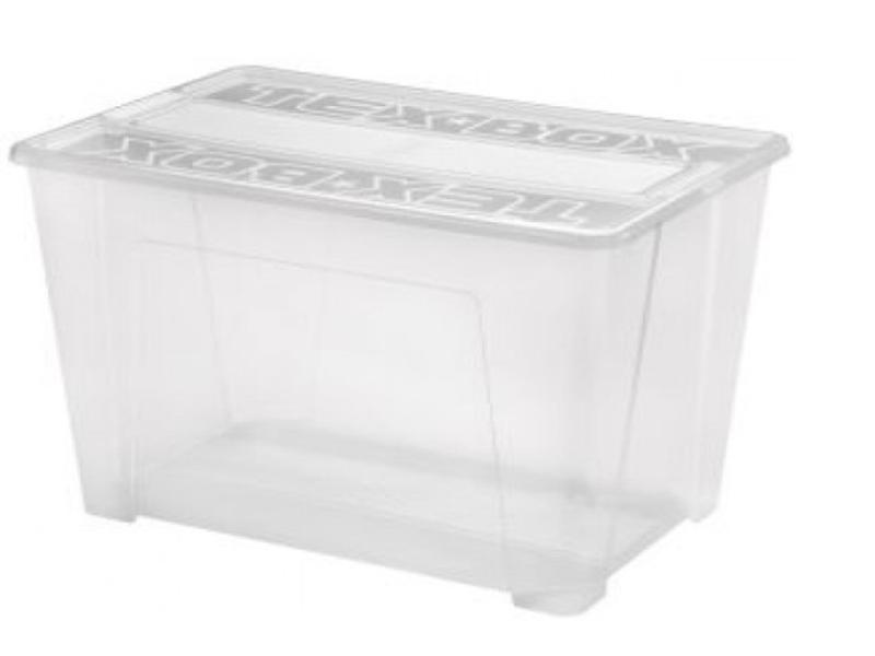 HEIDRUN Tex-Box mit Deckel + Klickverschluss - 70 Liter - 57 x 38 x 40,5 cm  - transparent