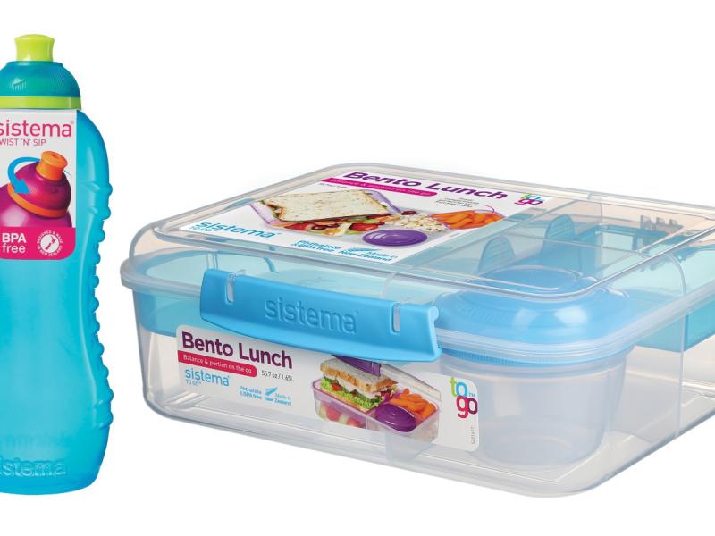 21690+785 Sistema SET -Bento Lunchbox 1,65L m.Obstbech+Squeeze Bottle,460ml-blau 