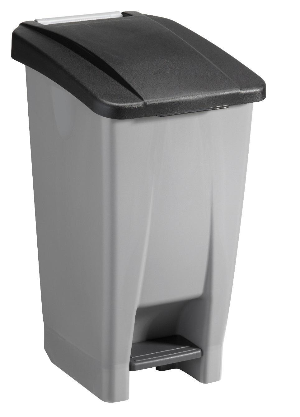 Merchandising spek meester Sunware Basic vuilnisbak 60 liter - 49x38x70cm - met  wielen/voetpedaal/handvat - grijs/zwart