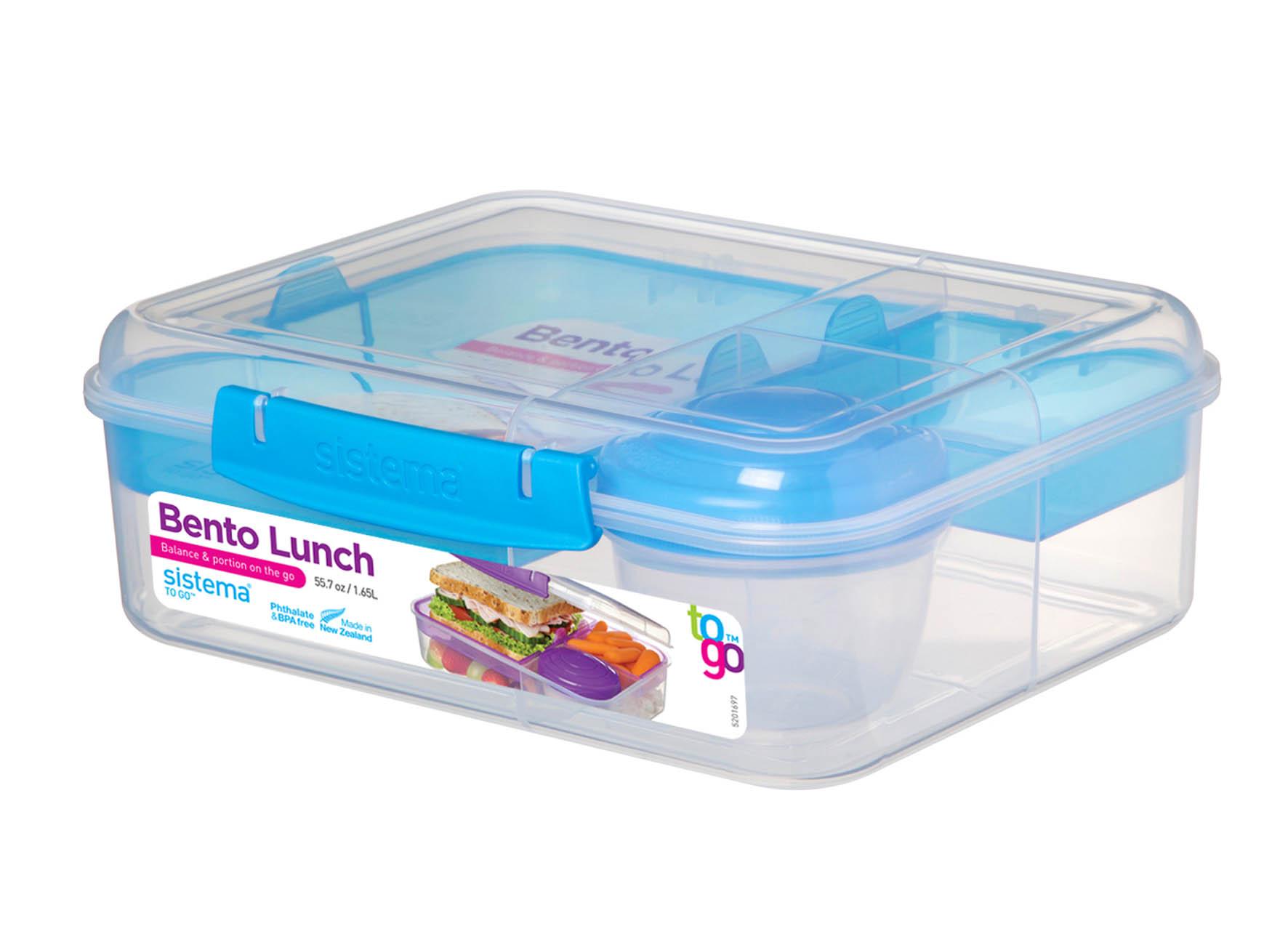 21690+785 -Bento Lunchbox 1,65L m.Obstbech+Squeeze Bottle,460ml-blau Sistema SET 