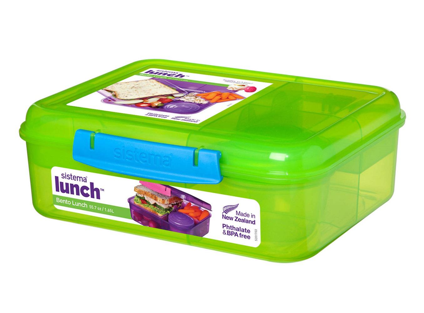 1.65 L-Assortiment Couleurs Sistema Bento Lunch Box pour aller avec des fruits/Yaourt Pot