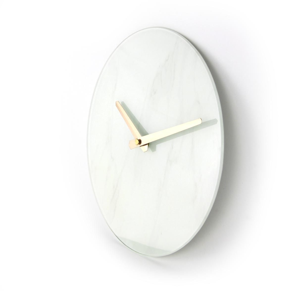 Platinet Wall Clock Marble Glass 25 X 3 5 Cm Shades Of White Gray