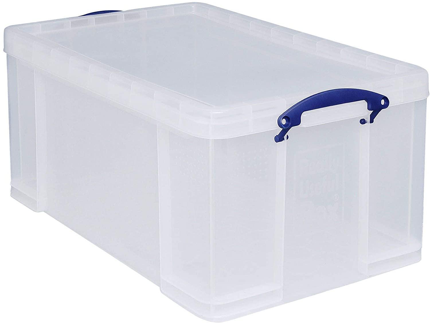 für Ordnen und Aufbewahren 710 x 440 x 310 mm Really Useful Box 2 Stück 64 Liter transparent