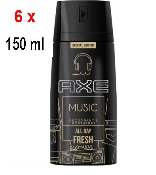 6er AXE Deodorant / Men "Music" all day fresh 150 ml