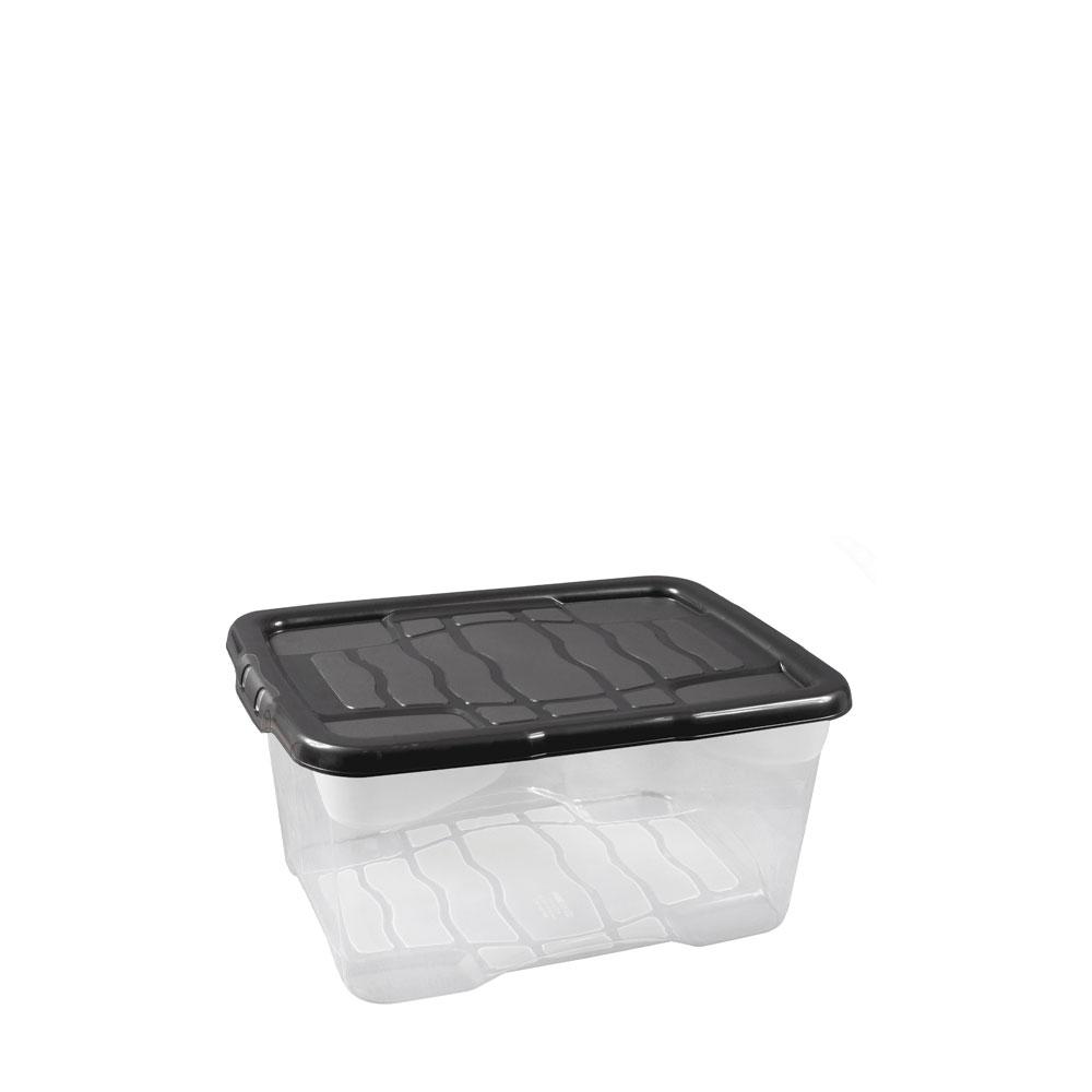 Strata 100 Litre Home Storage Container Plastic Box Black Lid Stackable
