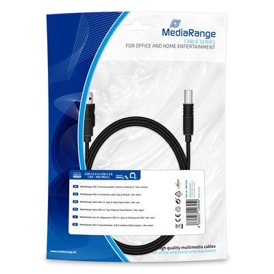 Prolunga USB 2.0 MediaRange MRCS154 – Cavo Da Maschio A Femmina, 1,8 Metri, Colore Nero, Fino A 480 Mbit/s