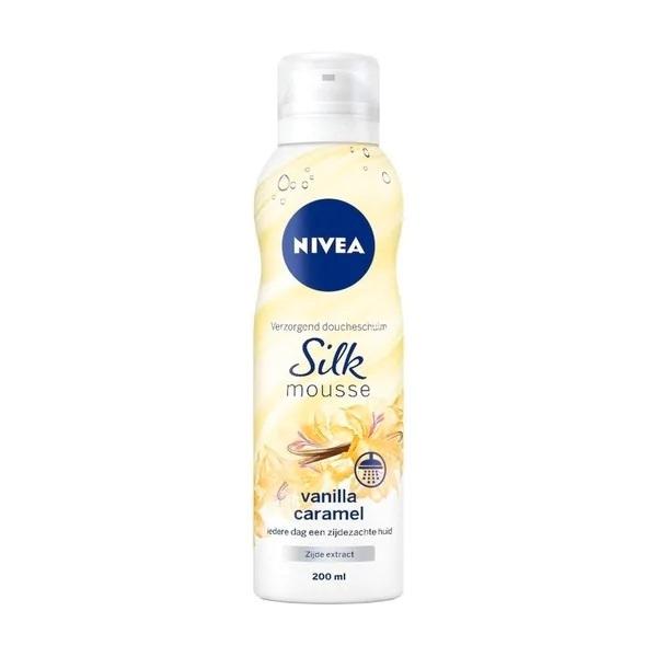 6er Pack - Nivea Silk Mousse Shower foam - Vanilla Caramel silky smooth skin day - 200 ml