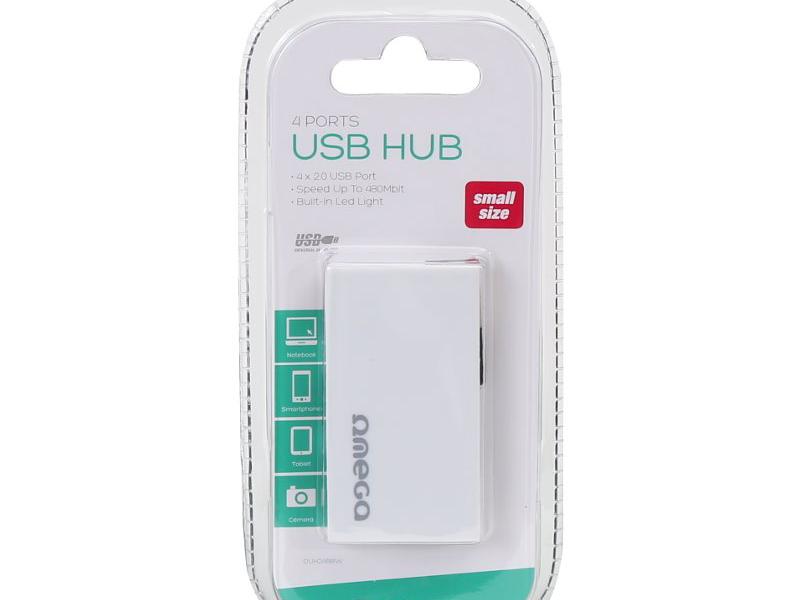 OMEGA HUB 4 poorten, USB 2.0, Box - wit