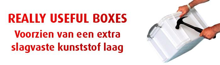 De opbergboxen van Really Useful Boxen bestaan uit een sterk slagvast plastic