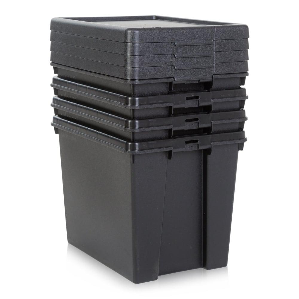 Wham 2 x Bam Heavy Duty Recycling Box Black 38.5 x 29 x 31.5 cm 24 Litres with Lid 