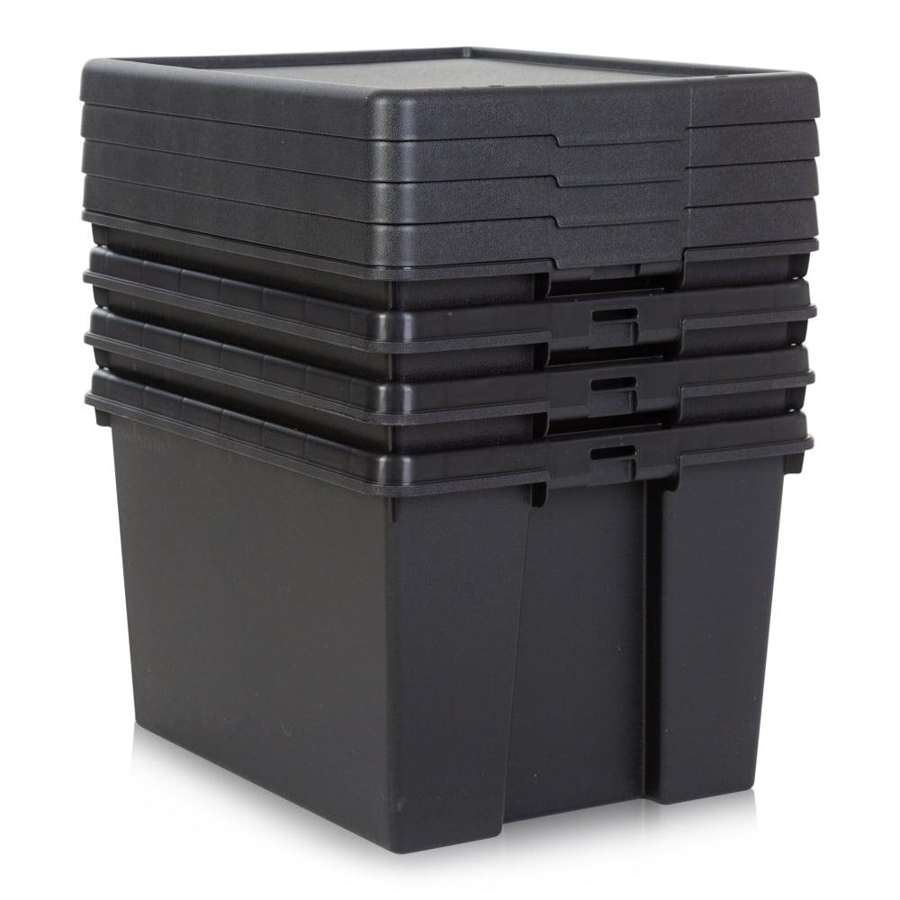 45 Liter mit Deckel schwarz 49 x 39,5 x 32cm 4x Wham Heavy Duty Box 